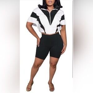 Amazon Black Bike Shorts & Top with Elastic Waistband and Spandex Material